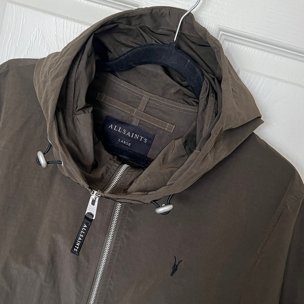 All Saints Men's Dark Olive Green Windbreaker - Picture 3 of 4